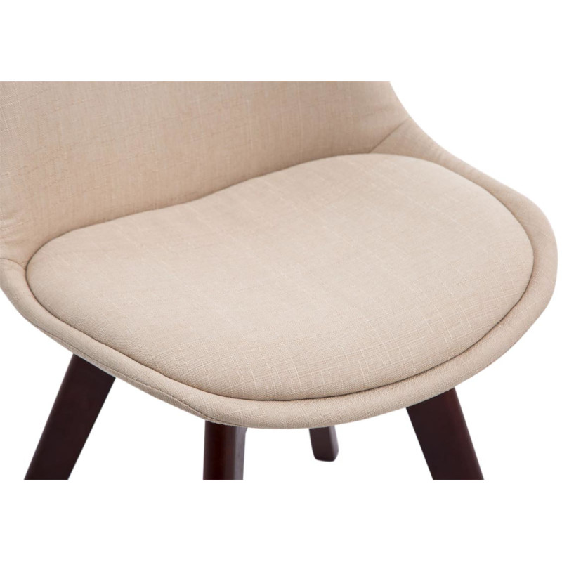 Lot de 4 chaises visiteurs Borneo V2 en tissu noyer | crème