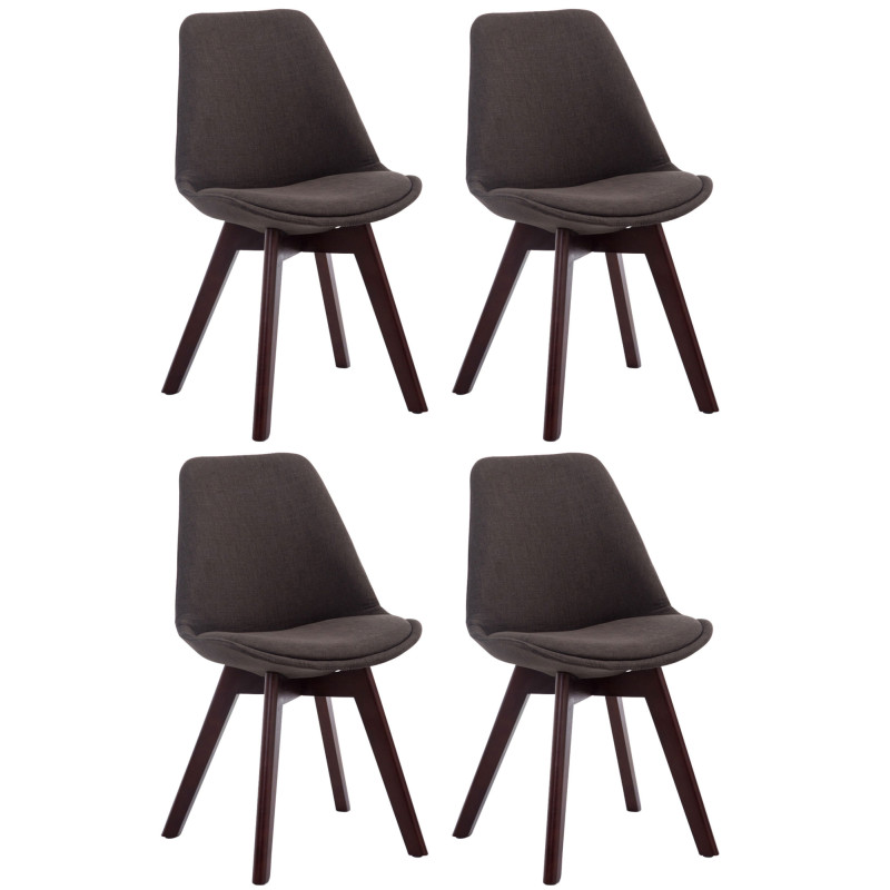 Lot de 4 chaises visiteurs Borneo V2 en tissu noyer | gris foncé