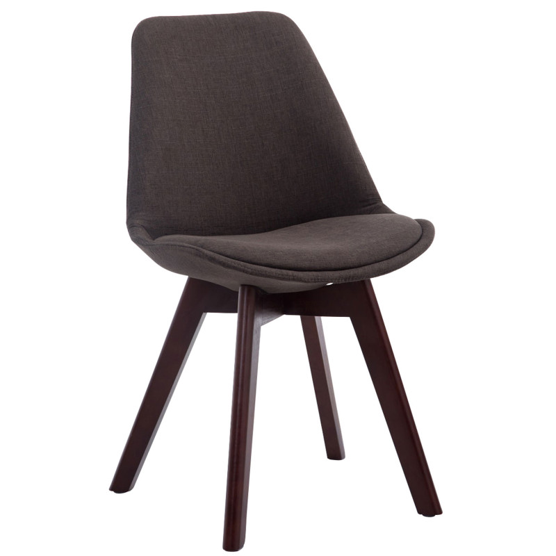 Lot de 4 chaises visiteurs Borneo V2 en tissu noyer | gris foncé