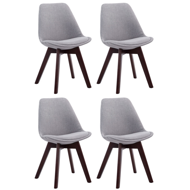 Lot de 4 chaises visiteurs Borneo V2 en tissu noyer | gris