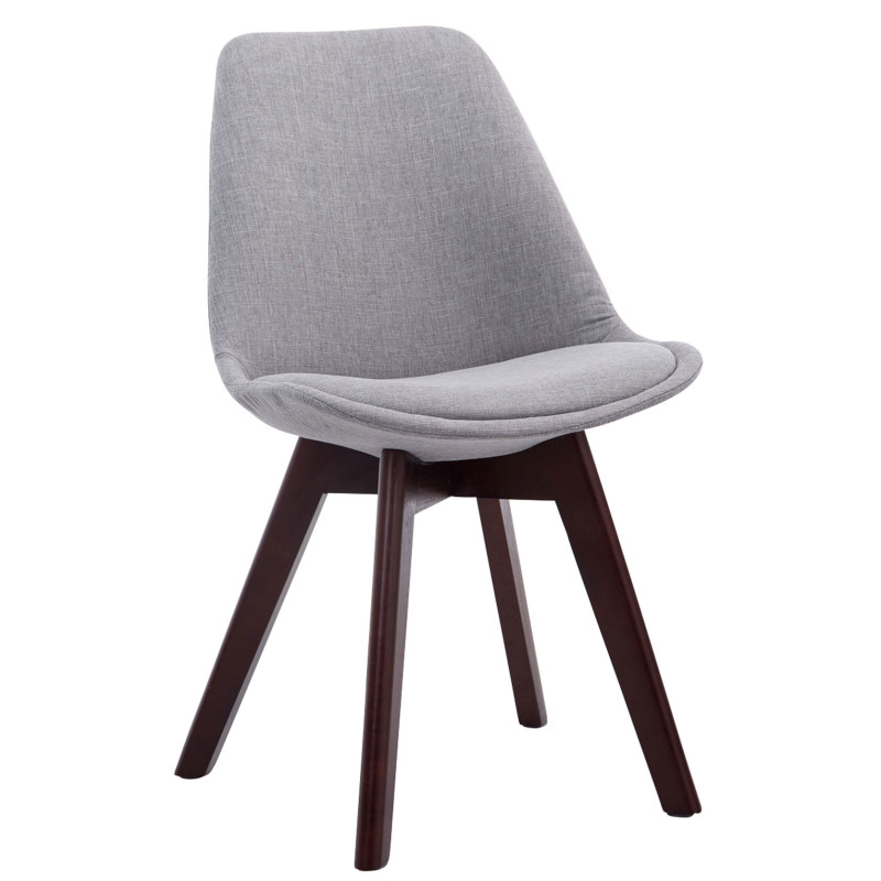 Lot de 4 chaises visiteurs Borneo V2 en tissu noyer | gris