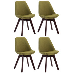 Lot de 4 chaises visiteurs Borneo V2 en tissu noyer | vert