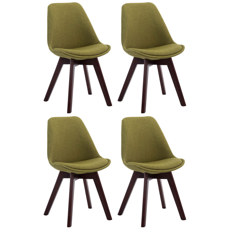 Lot de 4 chaises visiteurs Borneo V2 en tissu noyer | vert