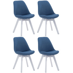 Lot de 4 chaises visiteurs Borneo V2 tissu blanc | bleu