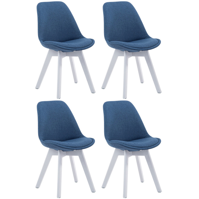 Lot de 4 chaises visiteurs Borneo V2 tissu blanc | bleu
