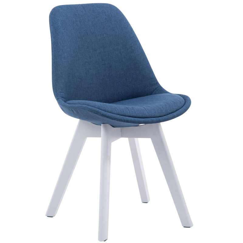 Lot de 4 chaises visiteurs Borneo V2 tissu blanc | bleu