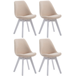 Lot de 4 chaises visiteurs Borneo V2 tissu blanc | crème