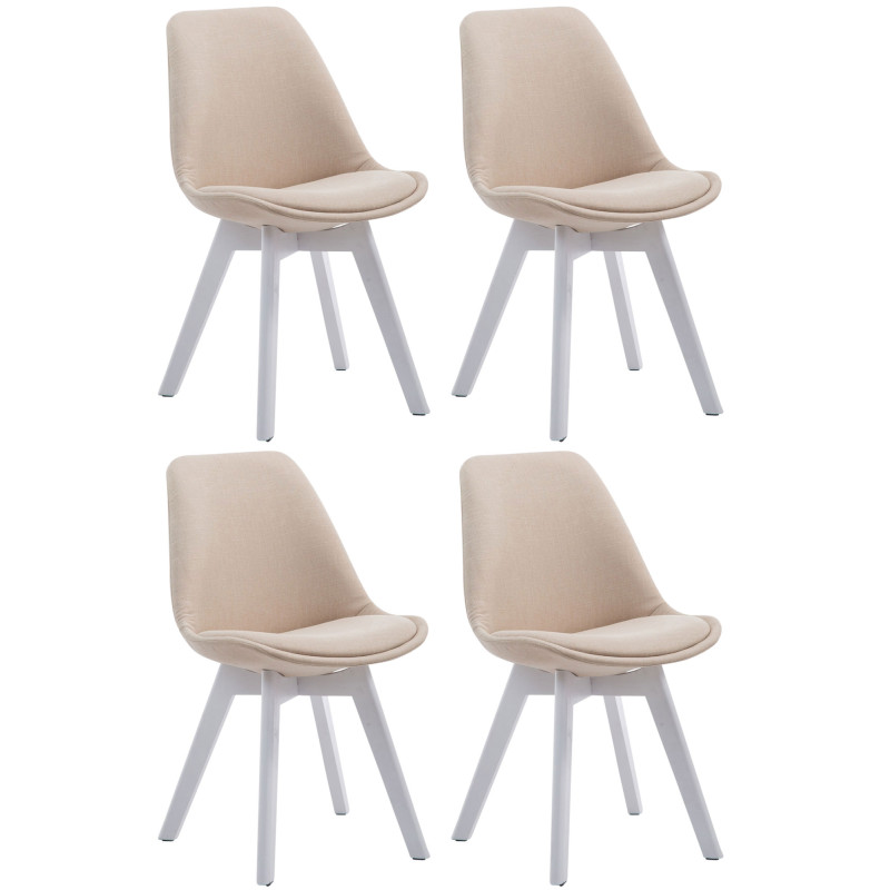 Lot de 4 chaises visiteurs Borneo V2 tissu blanc | crème