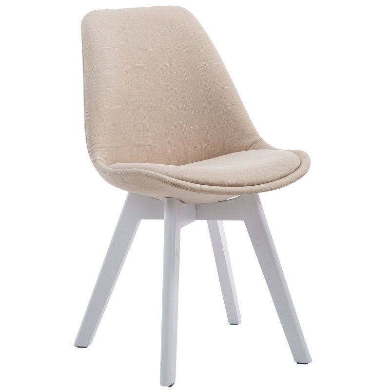Lot de 4 chaises visiteurs Borneo V2 tissu blanc | crème