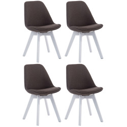 Lot de 4 chaises visiteurs Borneo V2 tissu blanc | gris foncé