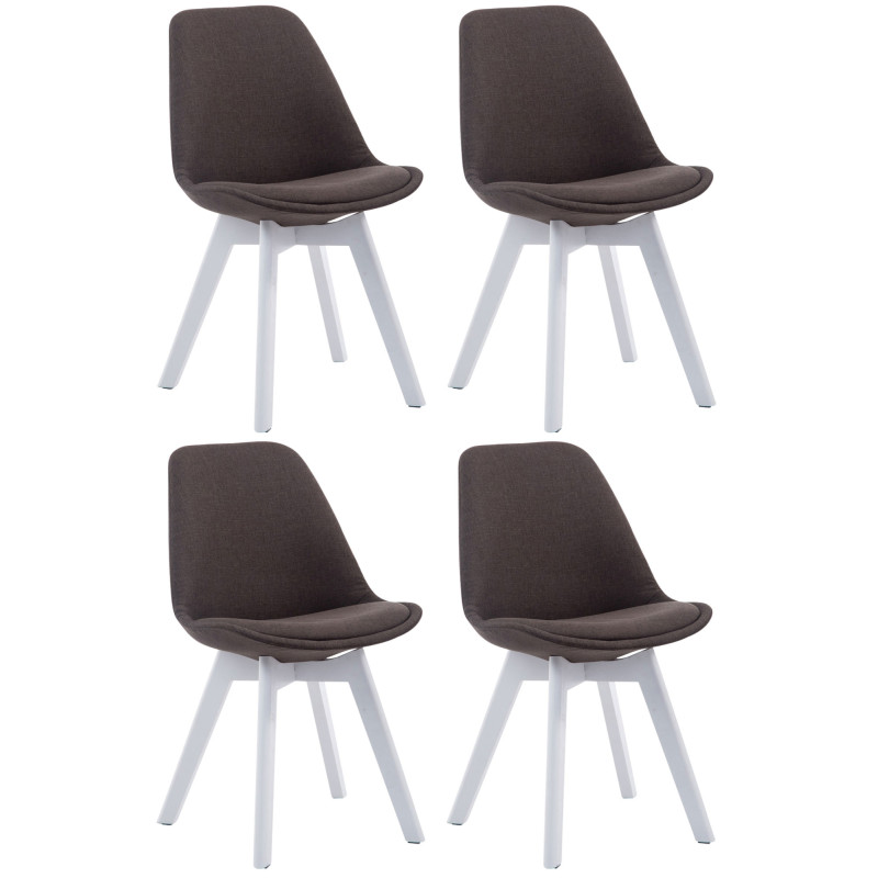 Lot de 4 chaises visiteurs Borneo V2 tissu blanc | gris foncé