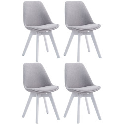 Lot de 4 chaises visiteurs Borneo V2 tissu blanc | gris