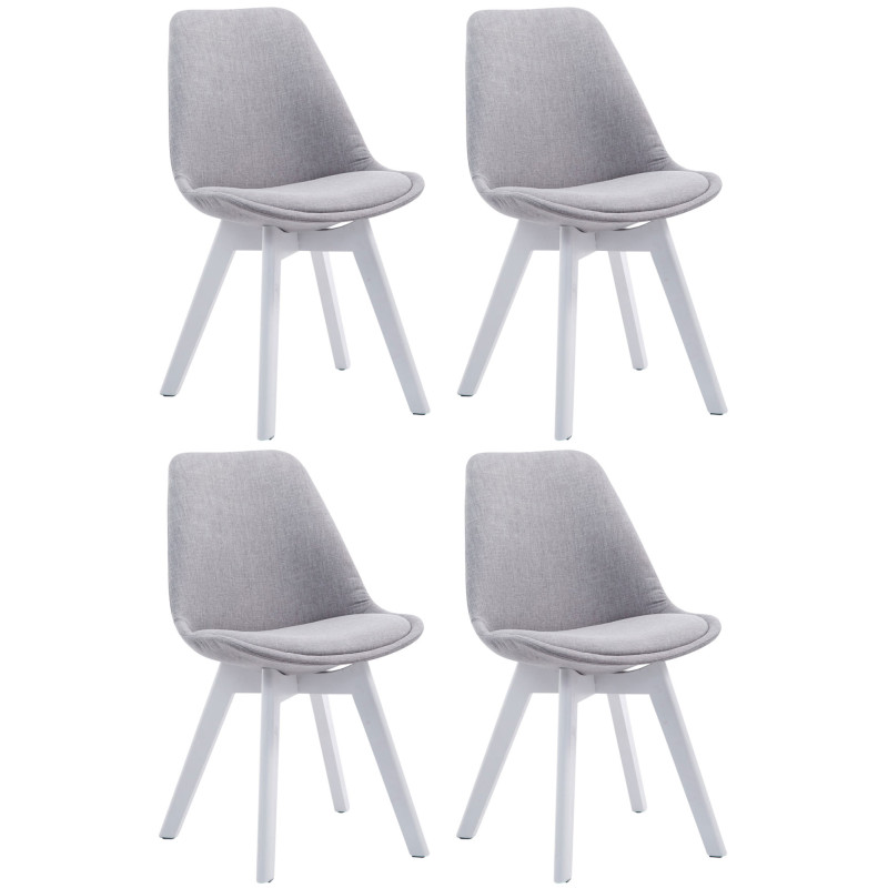 Lot de 4 chaises visiteurs Borneo V2 tissu blanc | gris