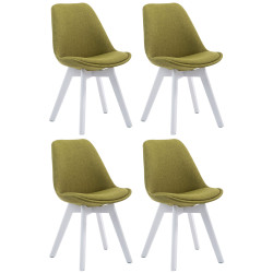 Lot de 4 chaises visiteurs Borneo V2 tissu blanc | vert