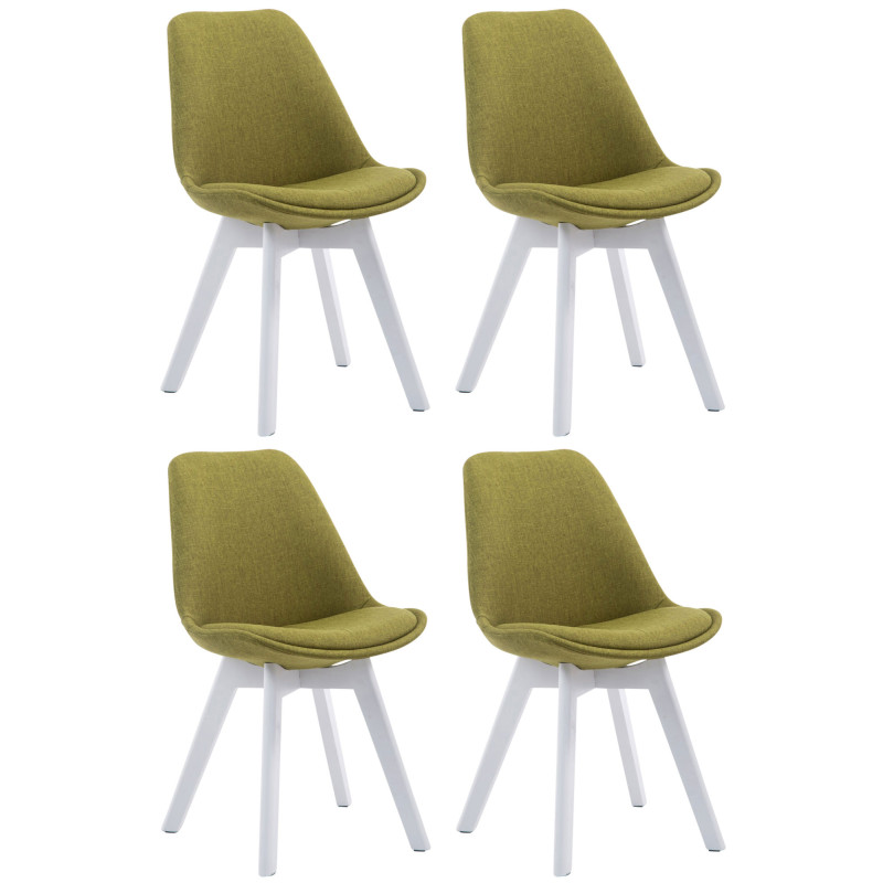 Lot de 4 chaises visiteurs Borneo V2 tissu blanc | vert