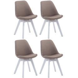 Lot de 4 chaises visiteurs Borneo V2 tissu blanc | taupe