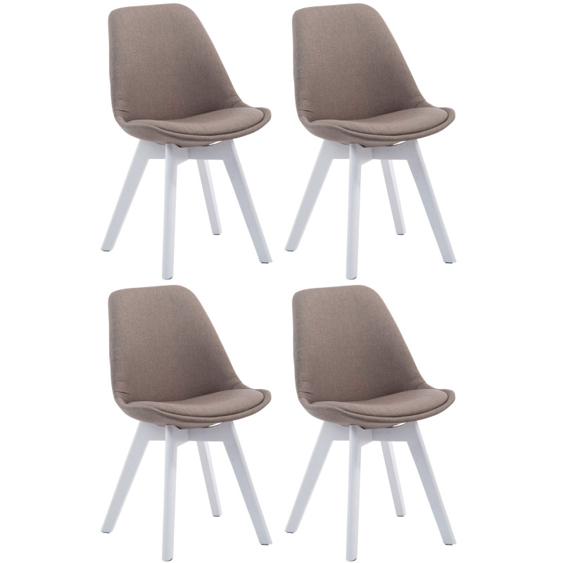 Lot de 4 chaises visiteurs Borneo V2 tissu blanc | taupe