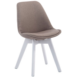 Lot de 4 chaises visiteurs Borneo V2 tissu blanc | taupe