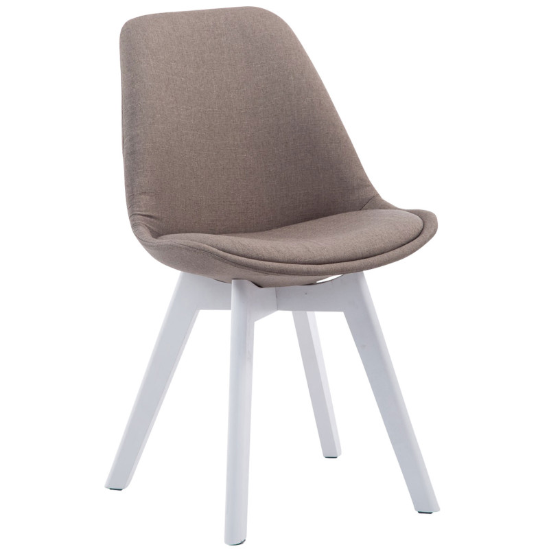 Lot de 4 chaises visiteurs Borneo V2 tissu blanc | taupe