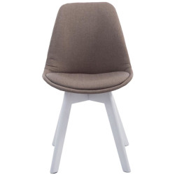 Lot de 4 chaises visiteurs Borneo V2 tissu blanc | taupe