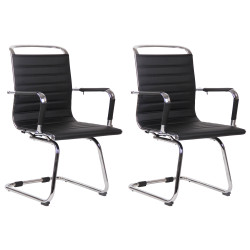 Lot de 2 chaises visiteurs Balve en cuir artificiel | noir