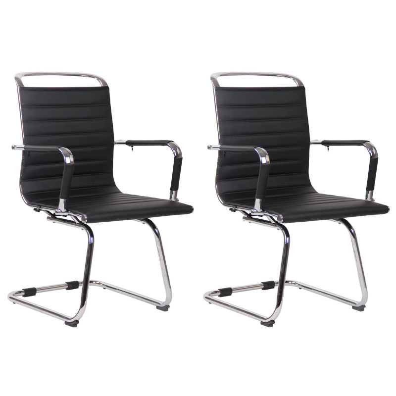 Lot de 2 chaises visiteurs Balve en cuir artificiel | noir