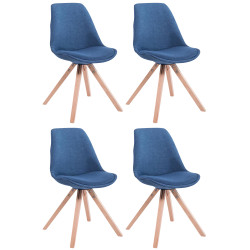 Lot de 4 chaises visiteurs Toulouse tissu Square Natura | bleu