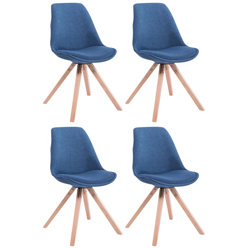 Lot de 4 chaises visiteurs Toulouse tissu Square Natura | bleu