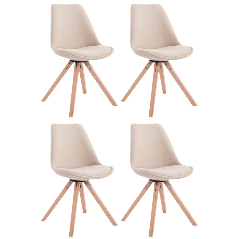 Lot de 4 chaises visiteurs Toulouse tissu Square Natura | crème