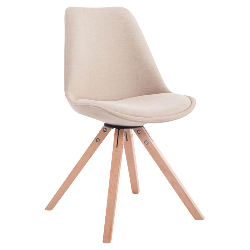 Lot de 4 chaises visiteurs Toulouse tissu Square Natura | crème