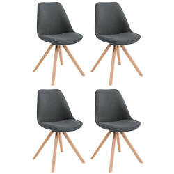 Lot de 4 chaises visiteurs Toulouse tissu Square Natura | gris foncé