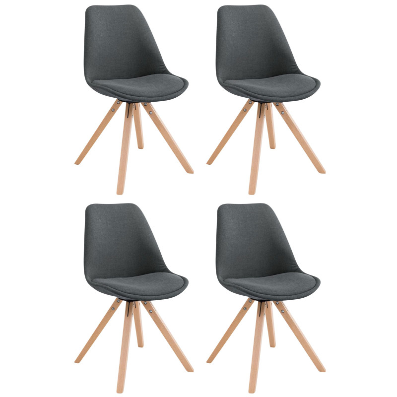 Lot de 4 chaises visiteurs Toulouse tissu Square Natura | gris foncé