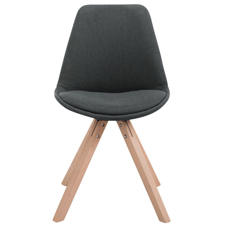 Lot de 4 chaises visiteurs Toulouse tissu Square Natura | gris foncé