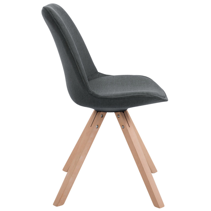 Lot de 4 chaises visiteurs Toulouse tissu Square Natura | gris foncé