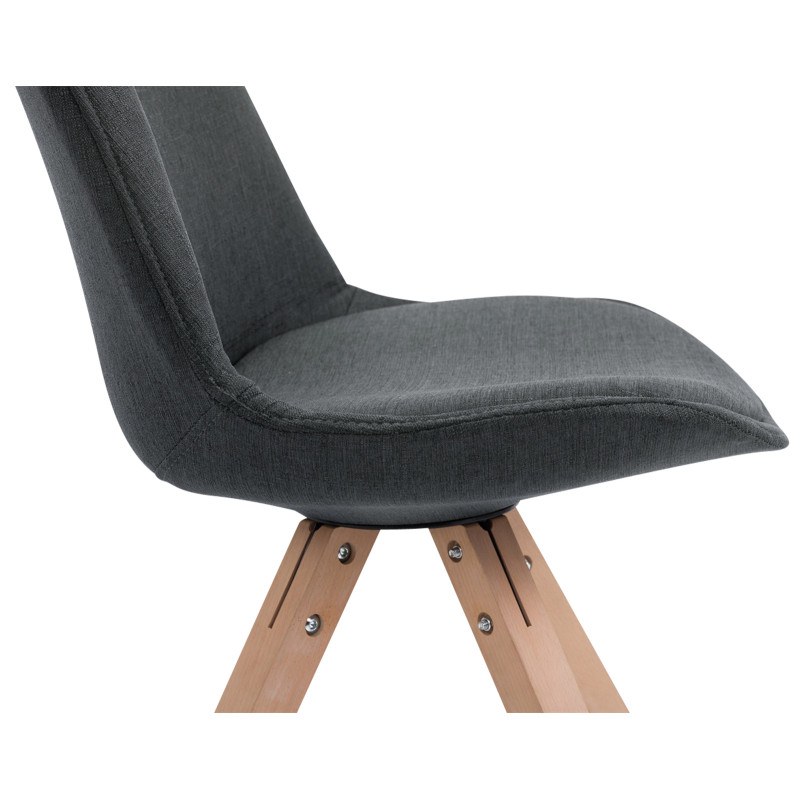 Lot de 4 chaises visiteurs Toulouse tissu Square Natura | gris foncé