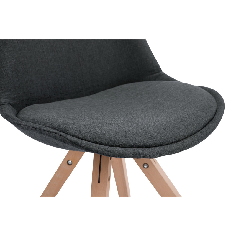 Lot de 4 chaises visiteurs Toulouse tissu Square Natura | gris foncé