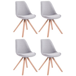 Lot de 4 chaises visiteurs Toulouse tissu Square Natura | gris