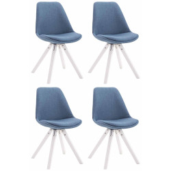 Lot de 4 chaises visiteurs Toulouse tissu Square blanc | bleu