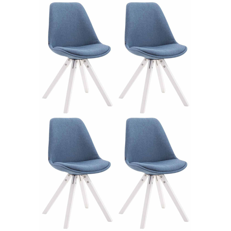 Lot de 4 chaises visiteurs Toulouse tissu Square blanc | bleu