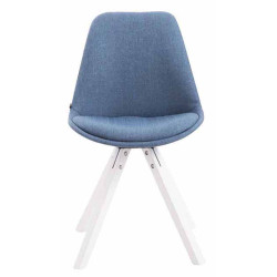 Lot de 4 chaises visiteurs Toulouse tissu Square blanc | bleu