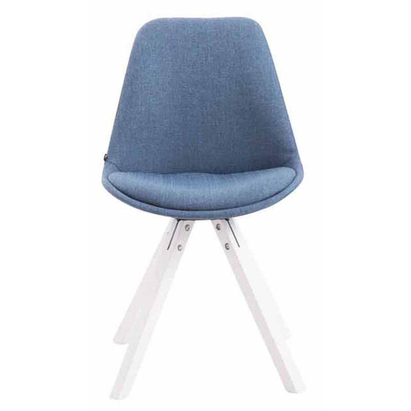Lot de 4 chaises visiteurs Toulouse tissu Square blanc | bleu