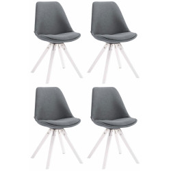Lot de 4 chaises visiteurs Toulouse tissu Square blanc | gris foncé