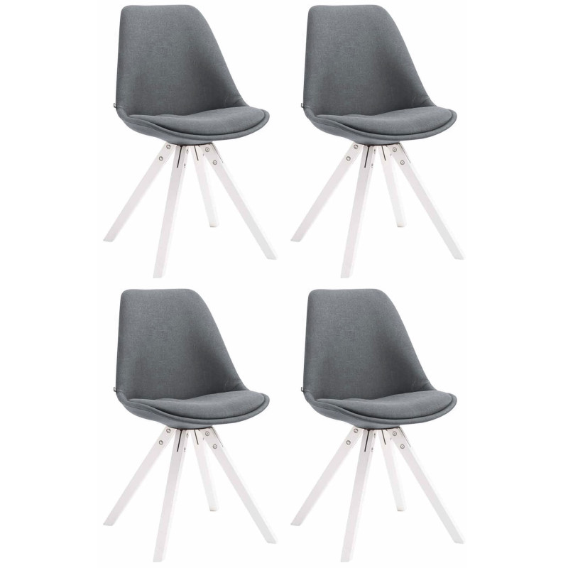 Lot de 4 chaises visiteurs Toulouse tissu Square blanc | gris foncé