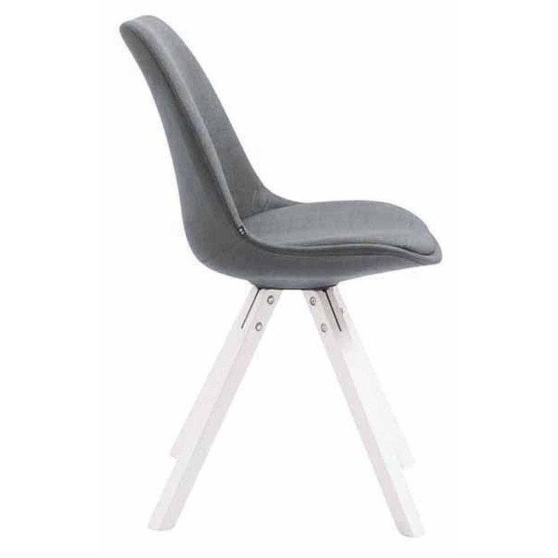 Lot de 4 chaises visiteurs Toulouse tissu Square blanc | gris foncé