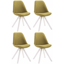 Lot de 4 chaises visiteurs Toulouse tissu Square blanc | vert