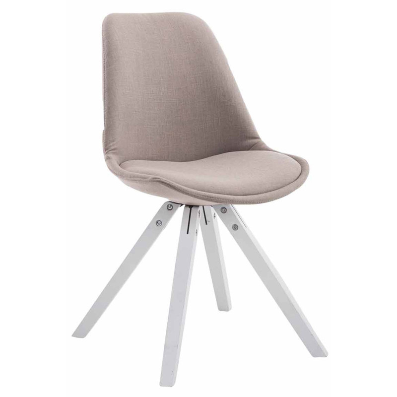 Lot de 4 chaises visiteurs Toulouse tissu Square blanc | taupe