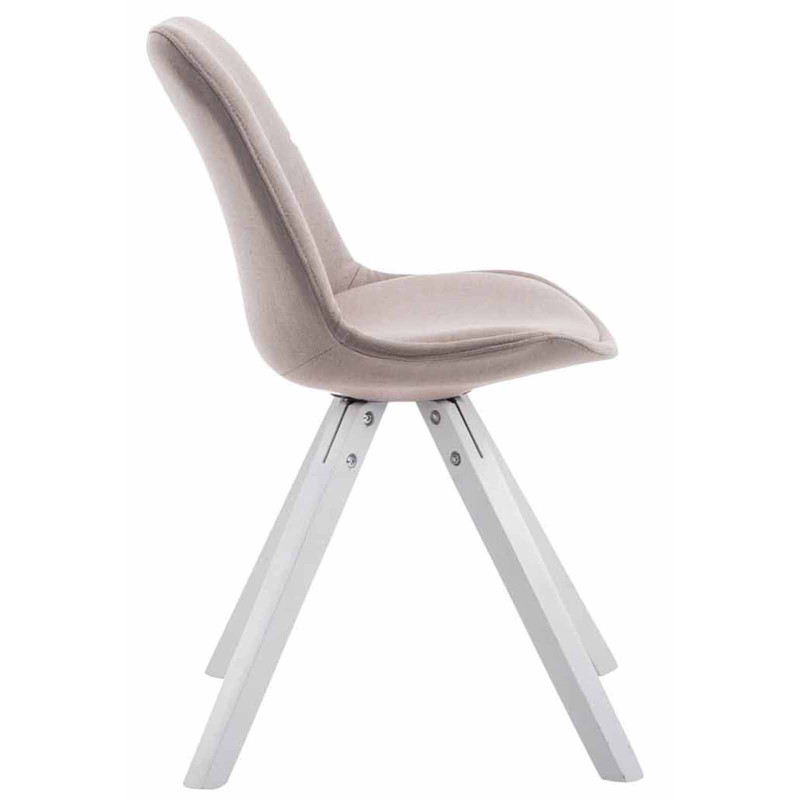 Lot de 4 chaises visiteurs Toulouse tissu Square blanc | taupe
