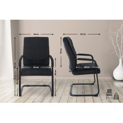 Chaise visiteur XL en tissu Anubis | noir/noir