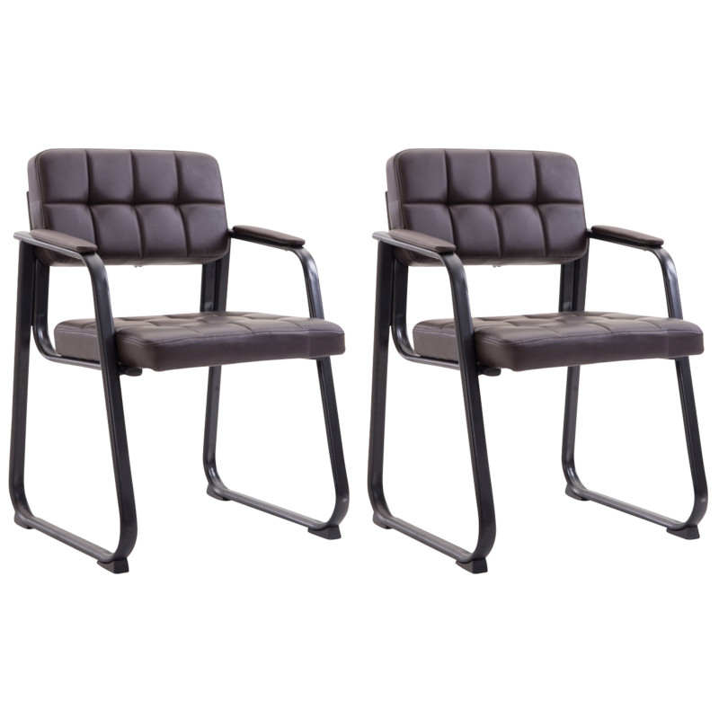 Lot de 2 chaises visiteurs Canada B en cuir artificiel | brun