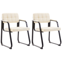 Lot de 2 chaises visiteurs Canada B en cuir artificiel | crème